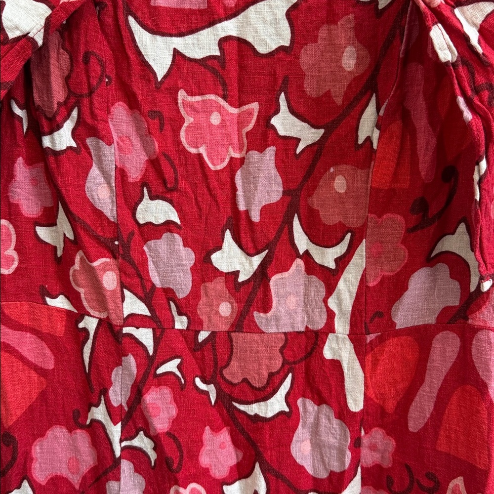 ✨ RHODE Red & Pink Floral Midi Dress | Romantic Statement Dress ✨ - Picture 7 of 7